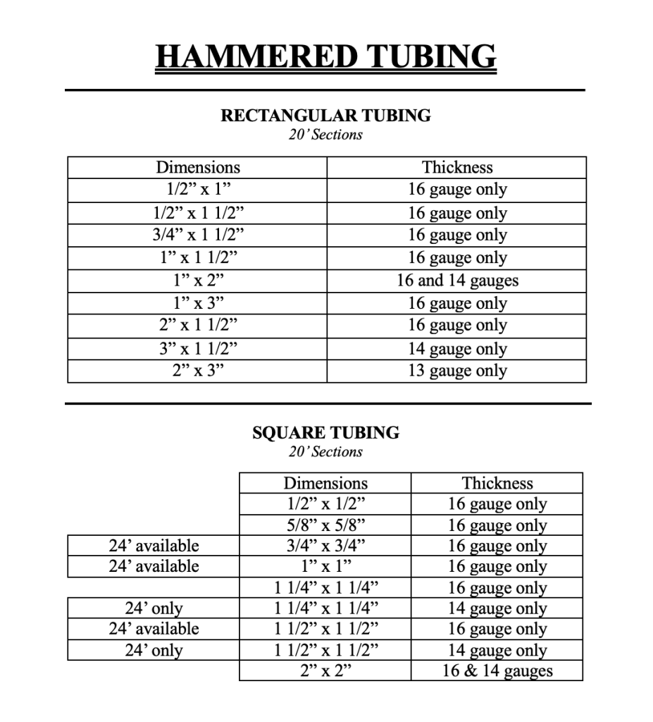 Hammered tubing santa rita steel