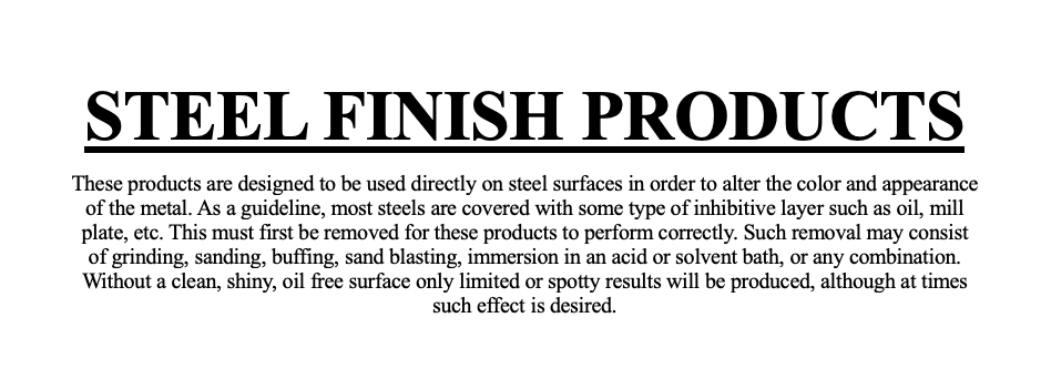 Steel Finish Products